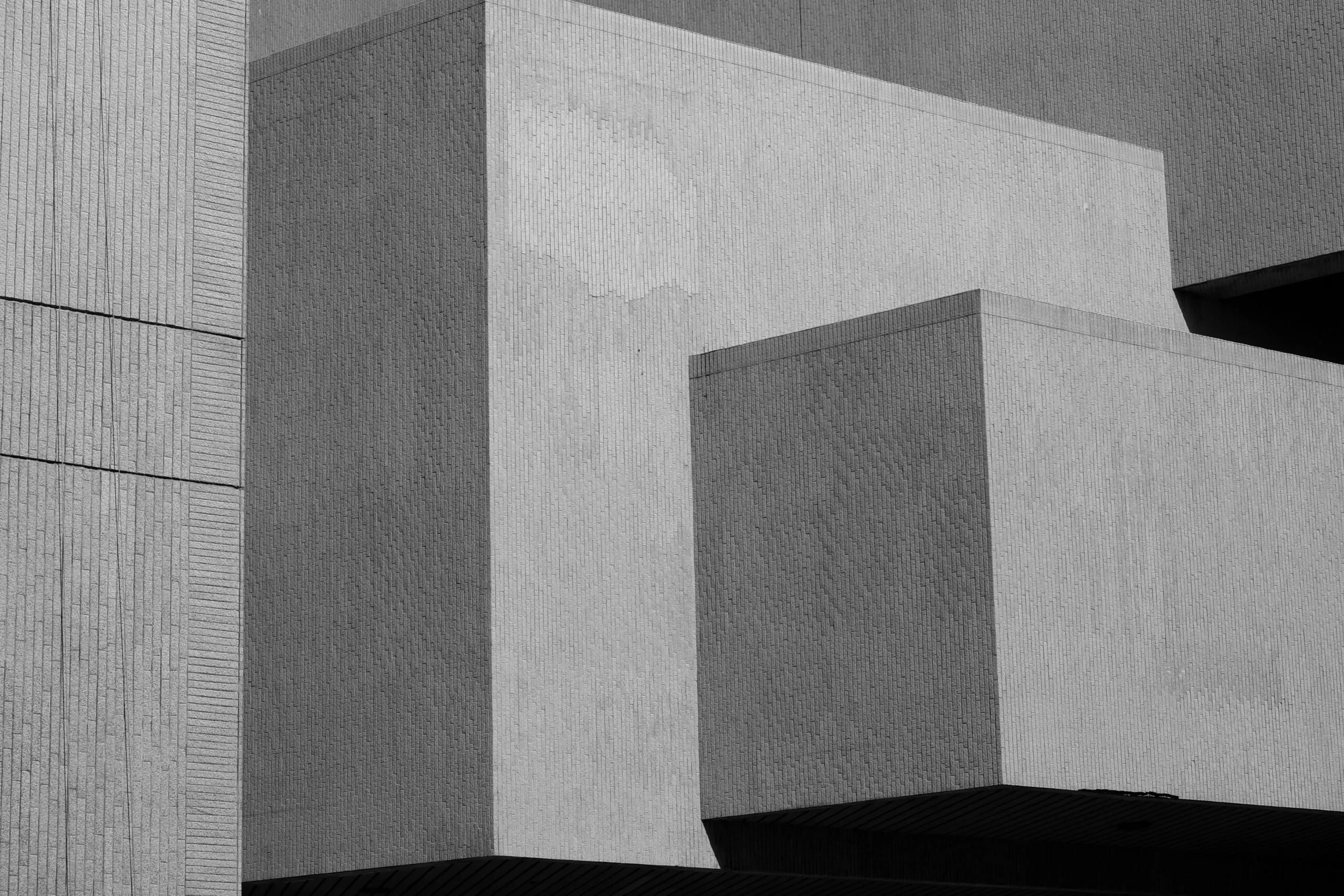 A black and white photo of a building