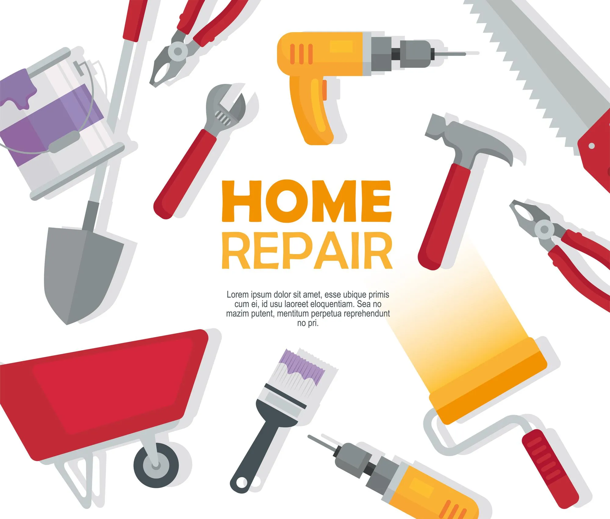 Bundle of construction tools set icons and lettering pattern