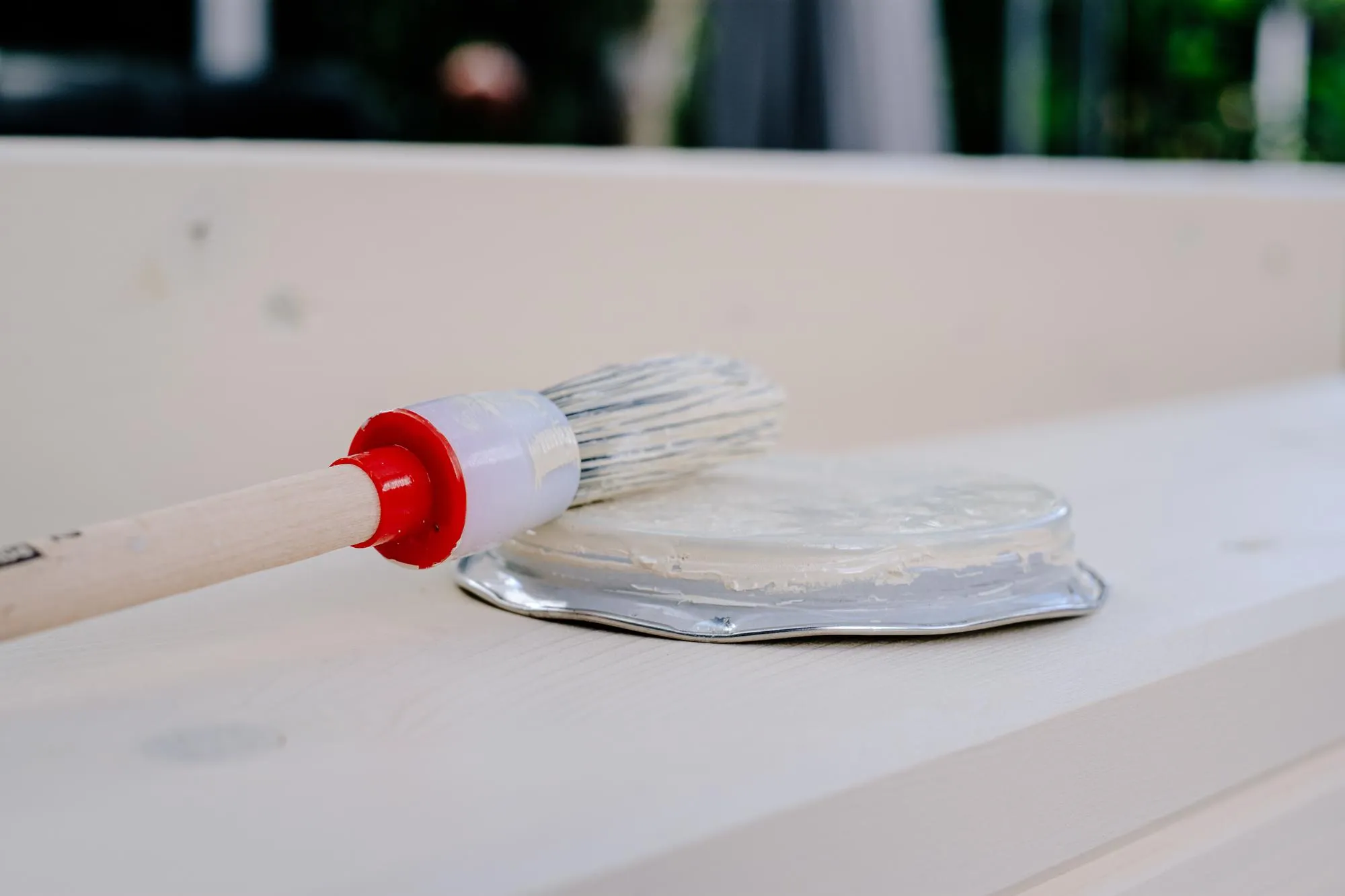 Close-up of paintbrush on table