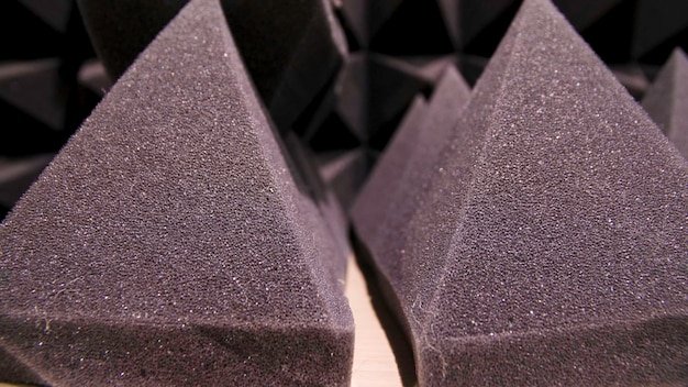 Close up sound absorbing sponge in music studio noise absorbing material soundproof panel of