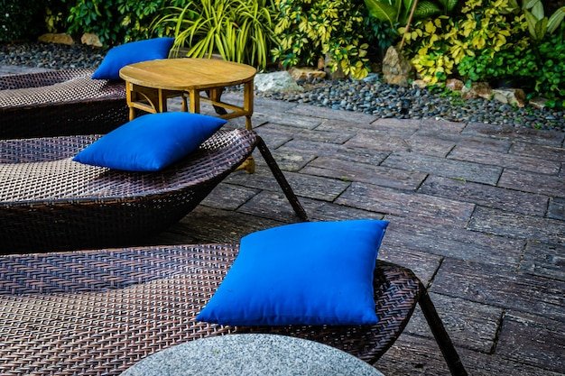High angle view of empty chairs and table in park