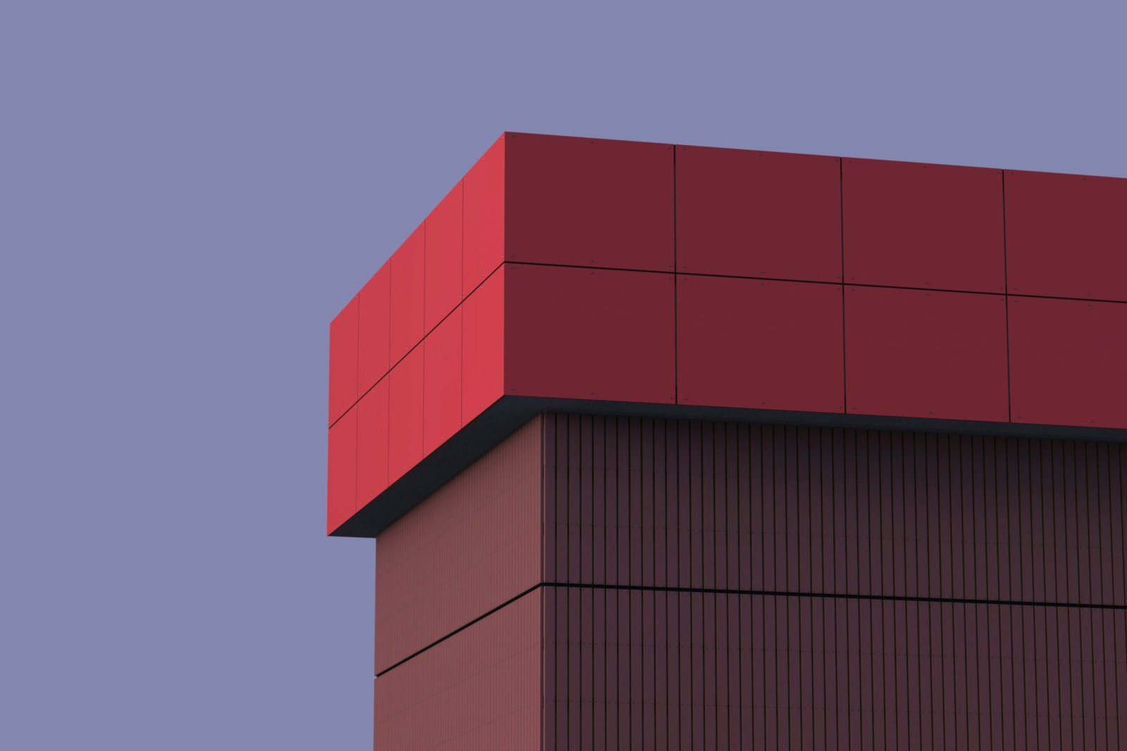 A tall red building with a red roof