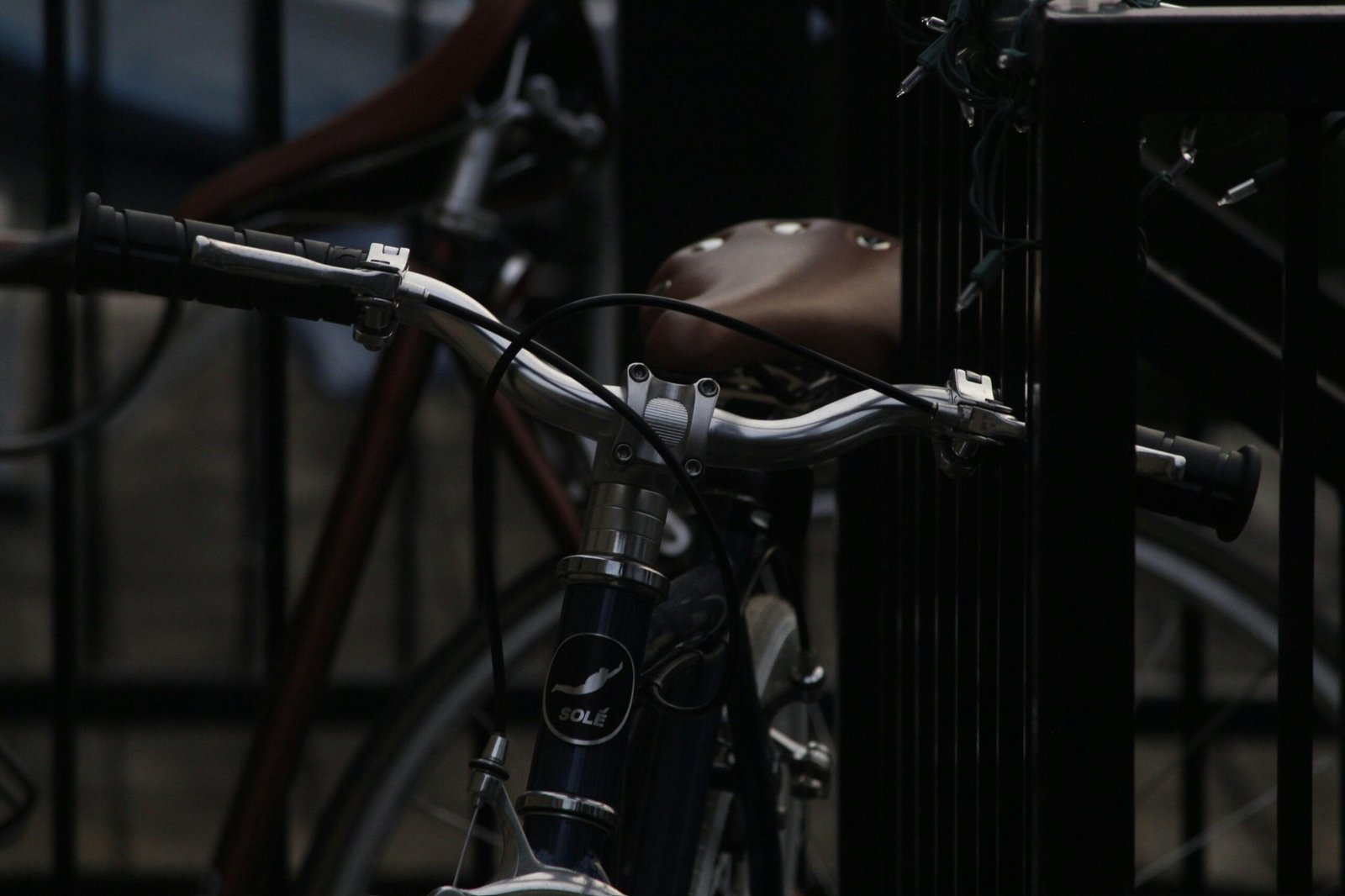 Bicycles are parked and locked up.