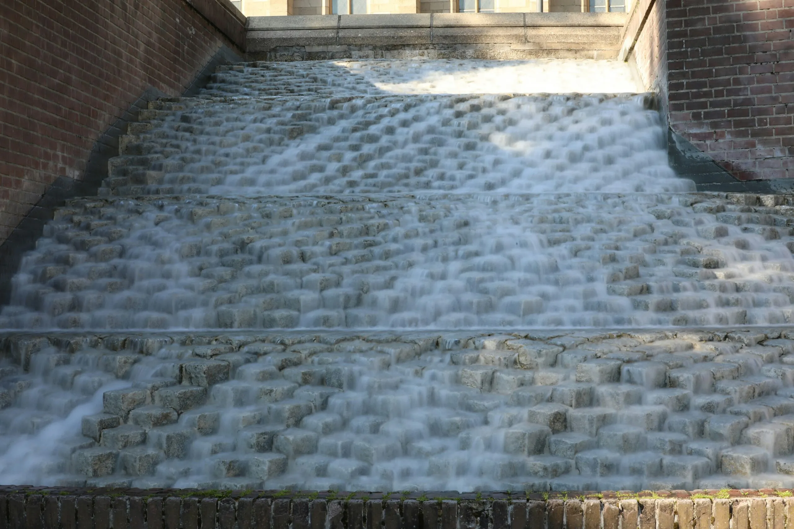a set of steps with water running down them