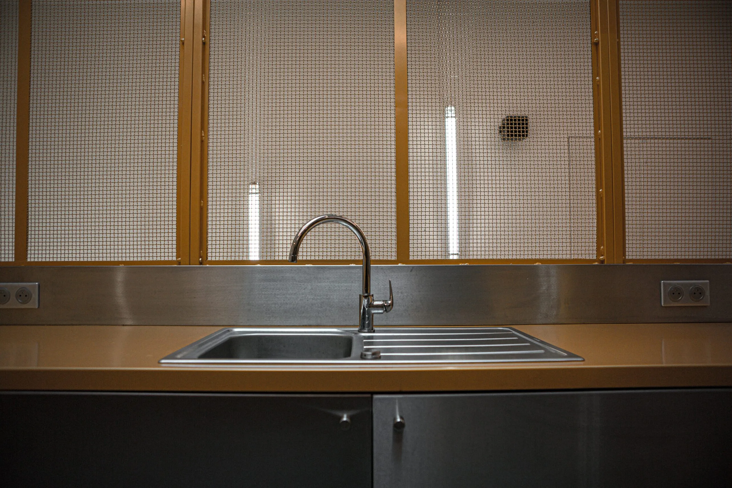 stainless steel faucet turned off