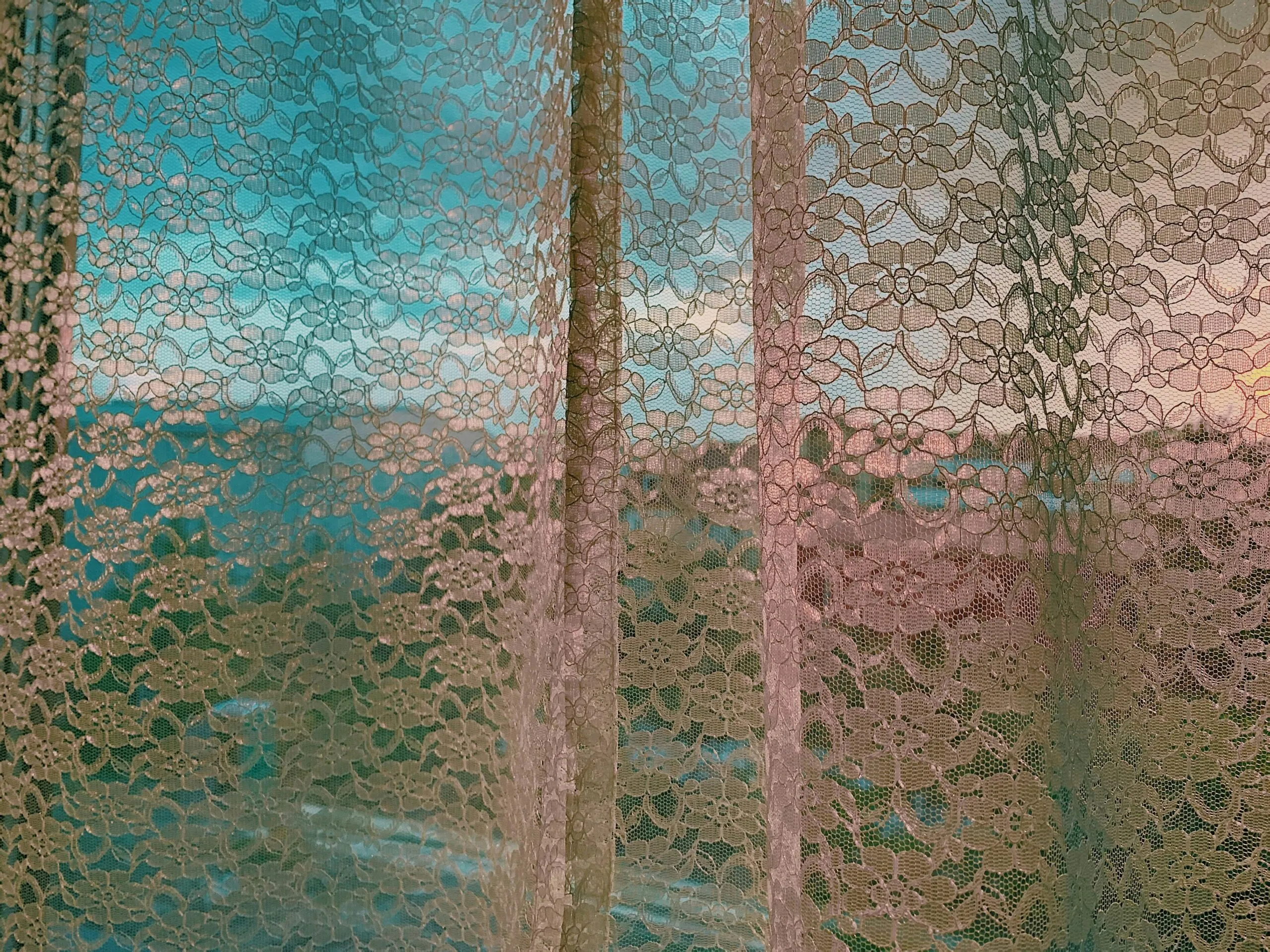 blue and brown floral textile