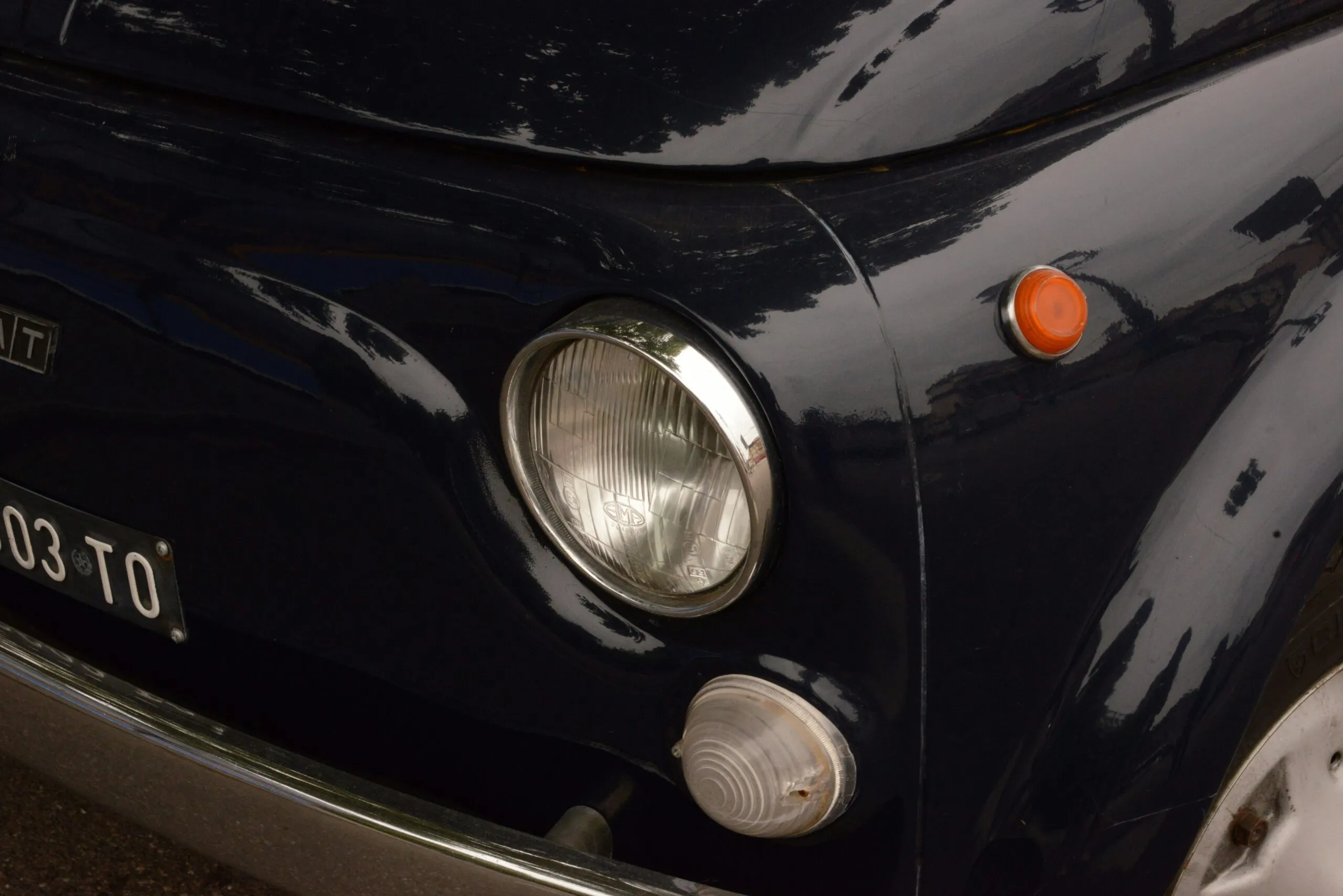 a close up of the front end of a car