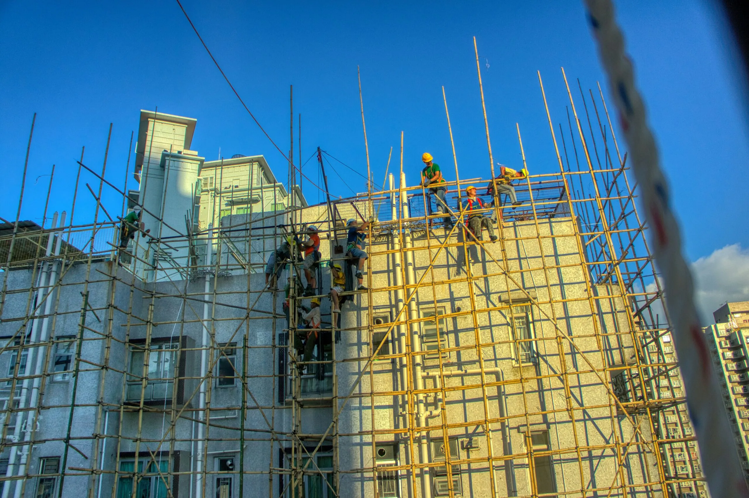 A large building with scaffolding around it