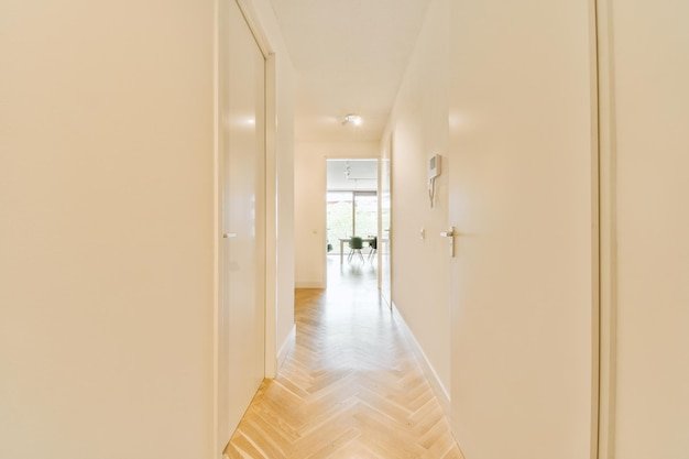 Long corridor in modern apartment