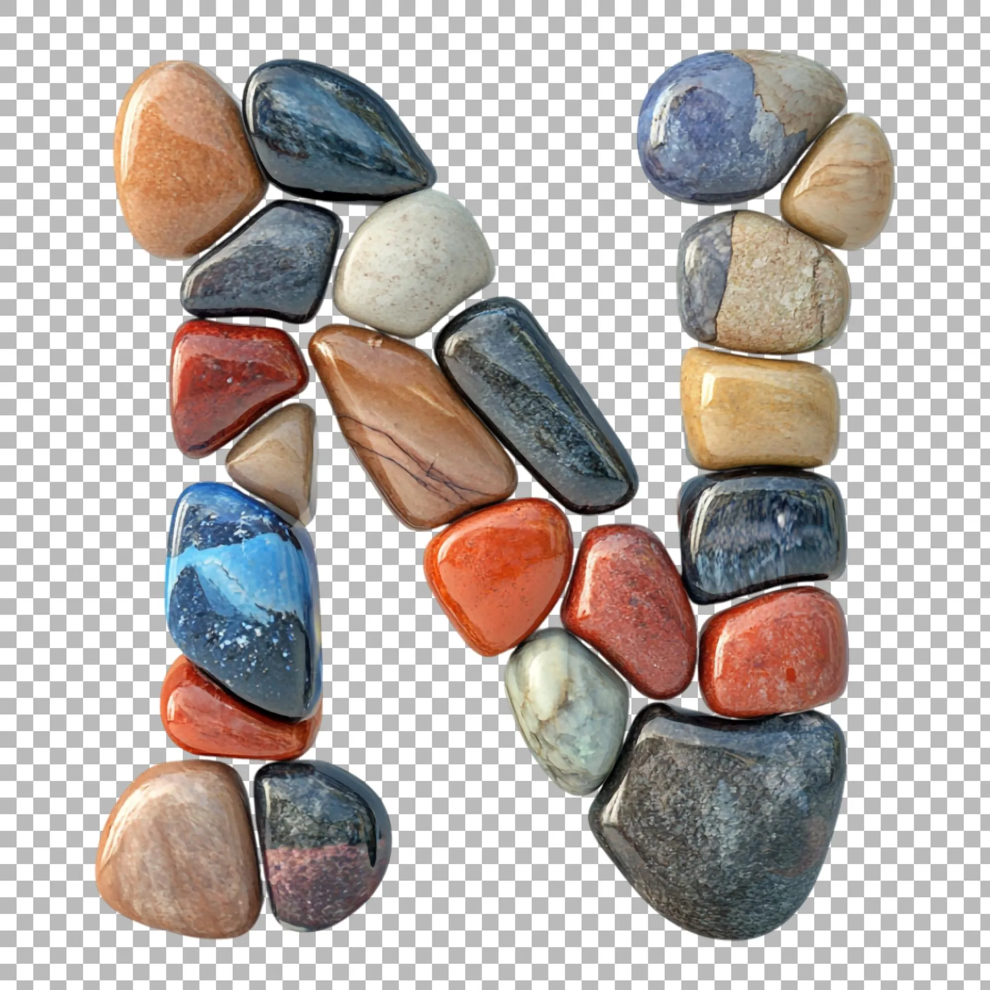 Png Alphabet N in Stones Style Isolated Against a Transparent Background for Natural Designs Earthy Branding or Rustic Typography Applications