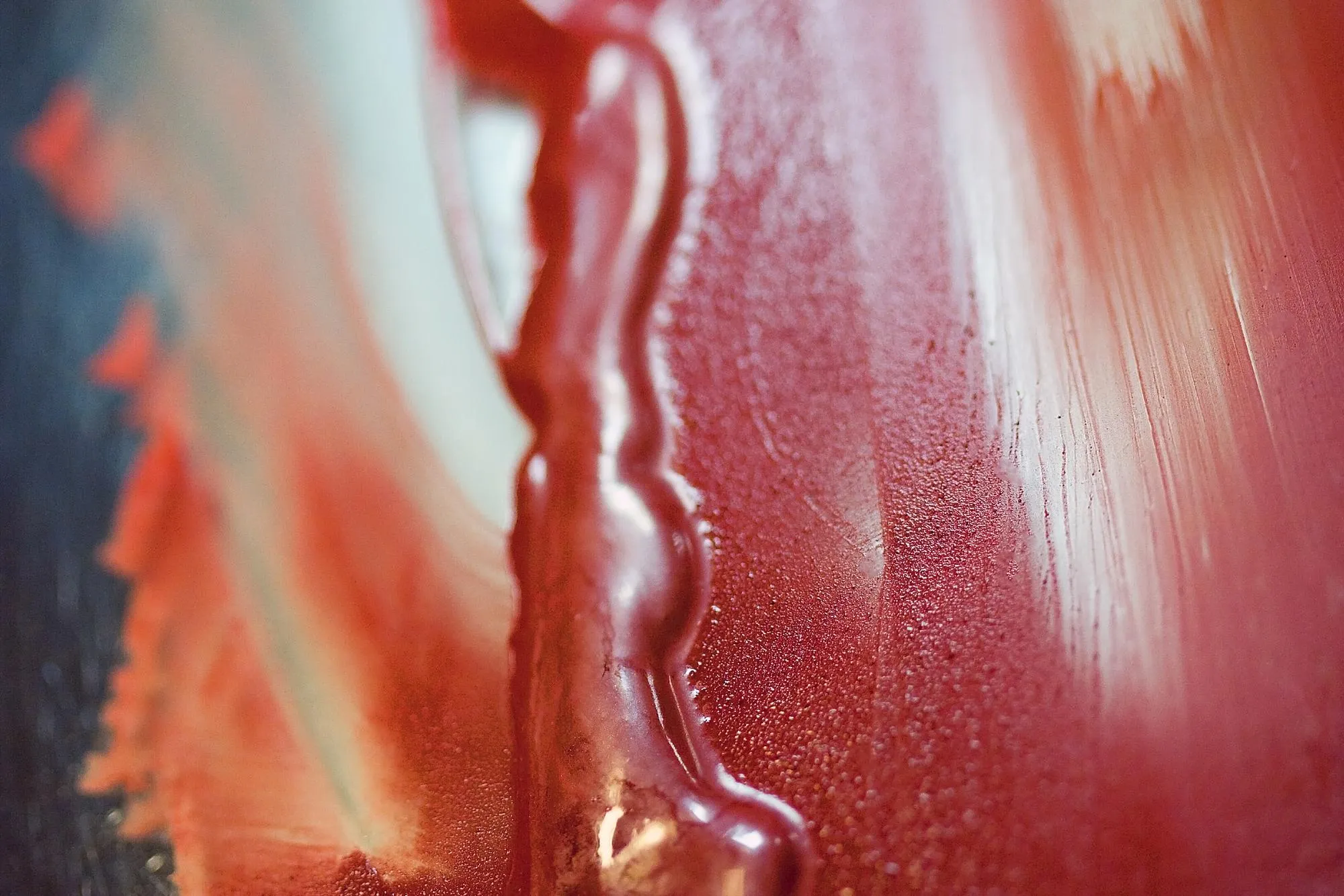 Red drips of paint background beautiful bright accent abstract gradient copy space