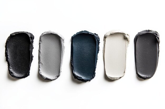 Set of swatches gray clay mask isolated in white background