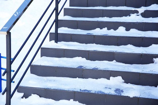 Snow covered stairs