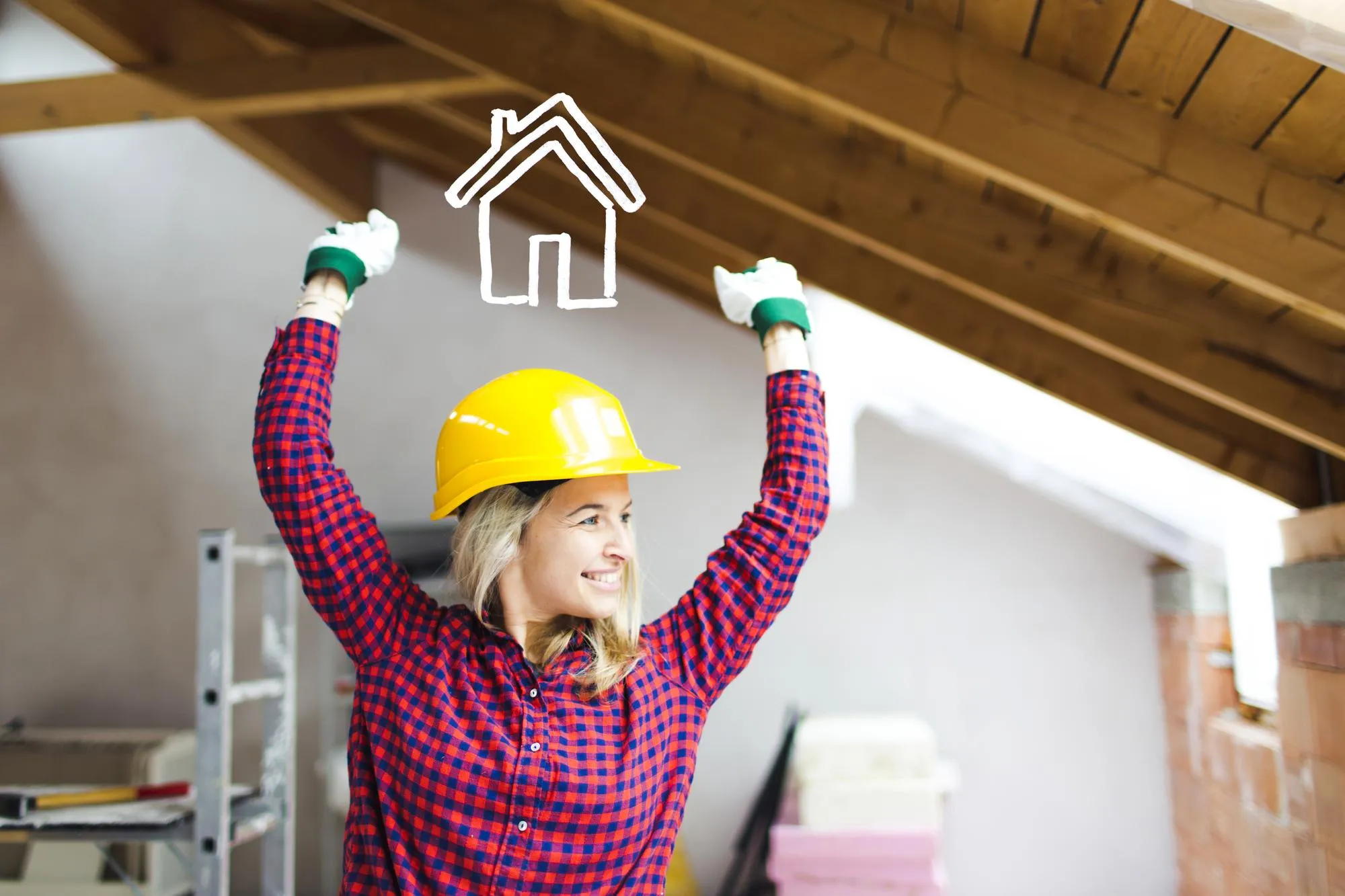 Young woman working at construction site