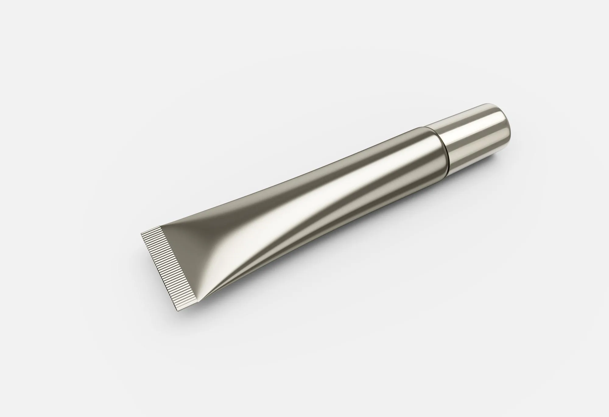 3d Silver Shiny Product Tube With Cap For Cosmetic Cream Mock Up White Background 3d Illustration