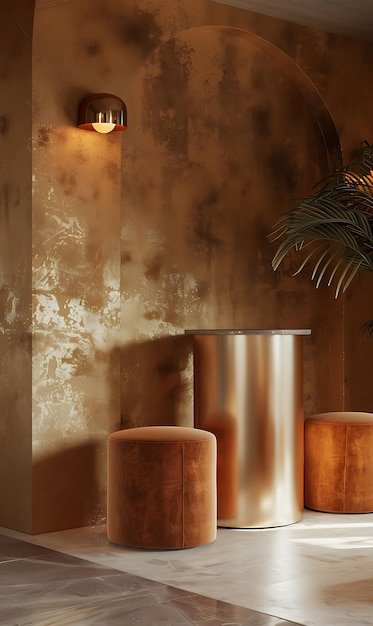 Brass Product Stand With Metallic and Vintage Texture Single Tier Elegant Background