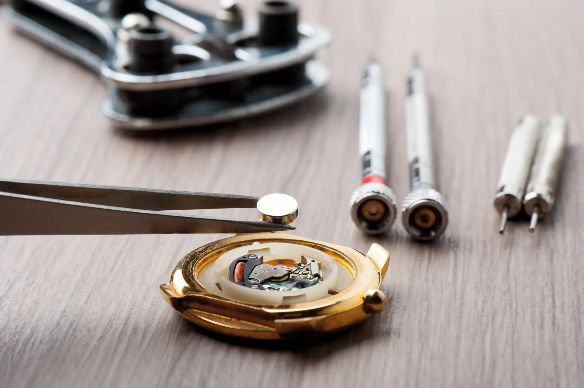 Close up watch battery replacement