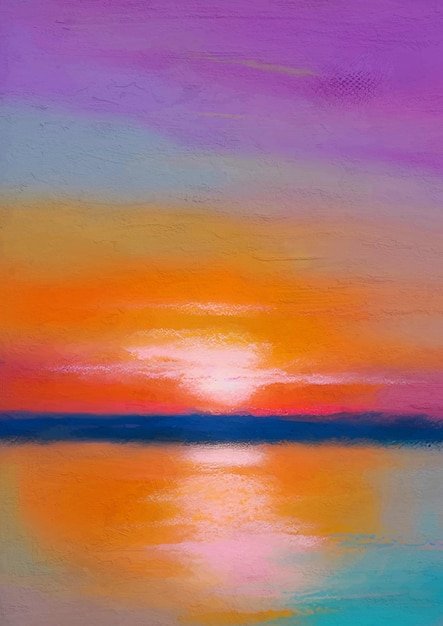 Colorful Romantic Sunset Painting Printable Canvas Art