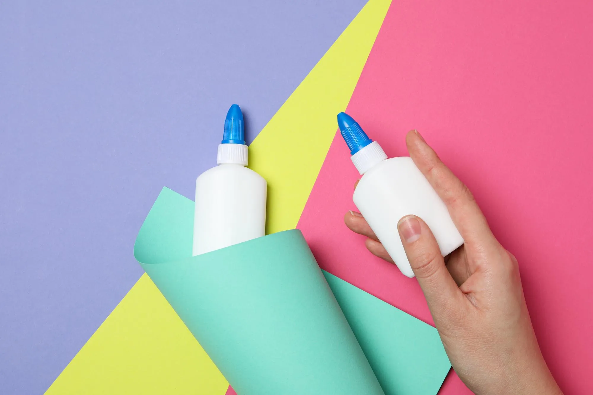 Concept of stationery accessories glue with space for text