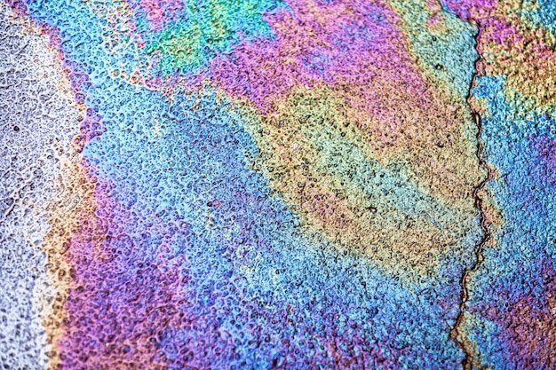 Gasoline all over a wet pavement