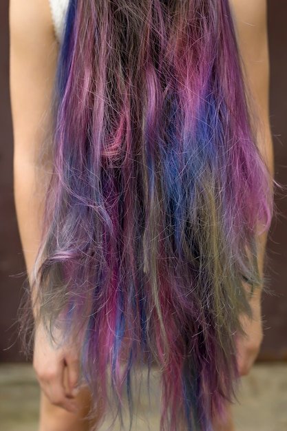 Girl with colorful dyed hair.  