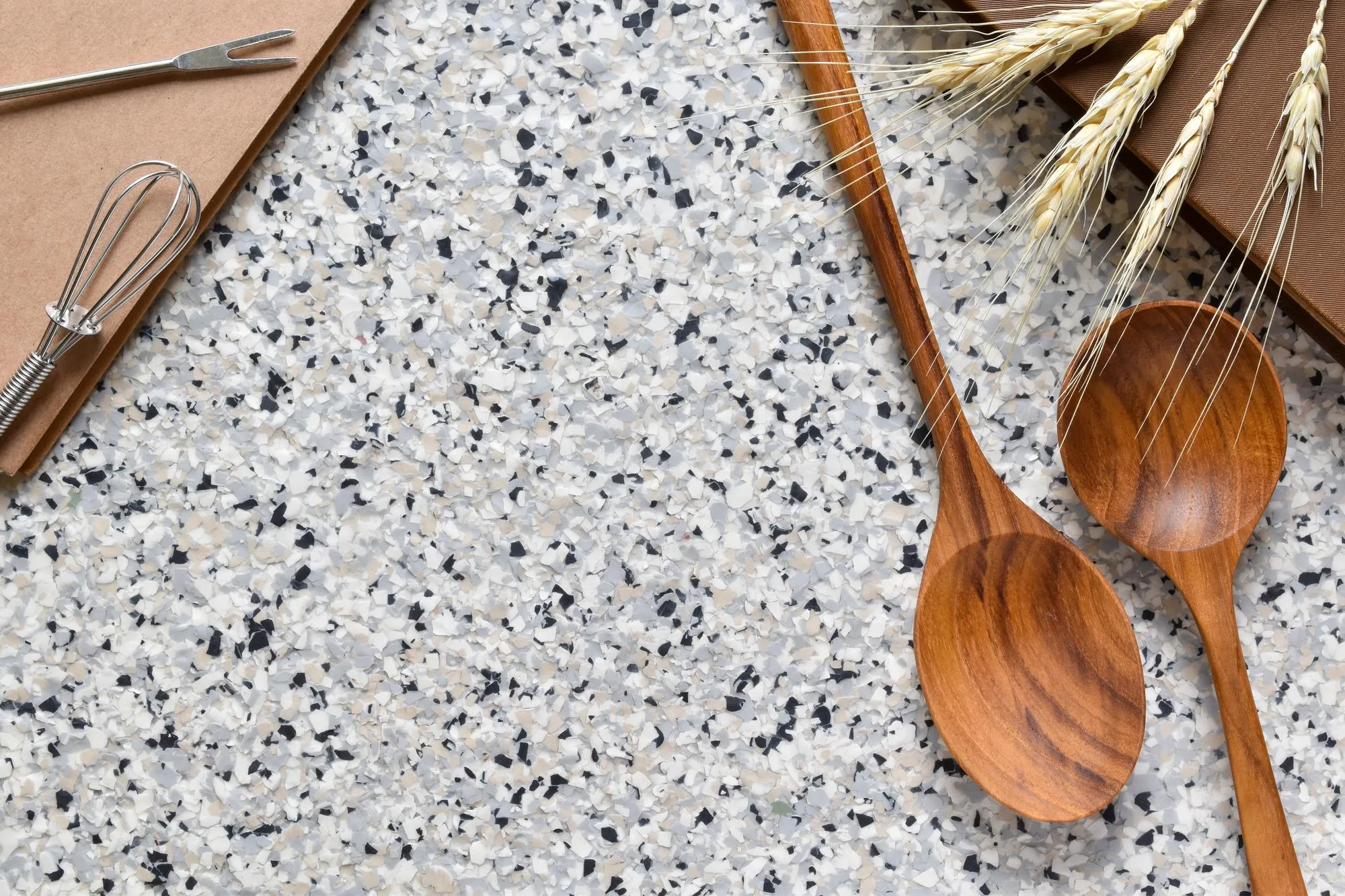 High angle view of ice cream on wooden floor