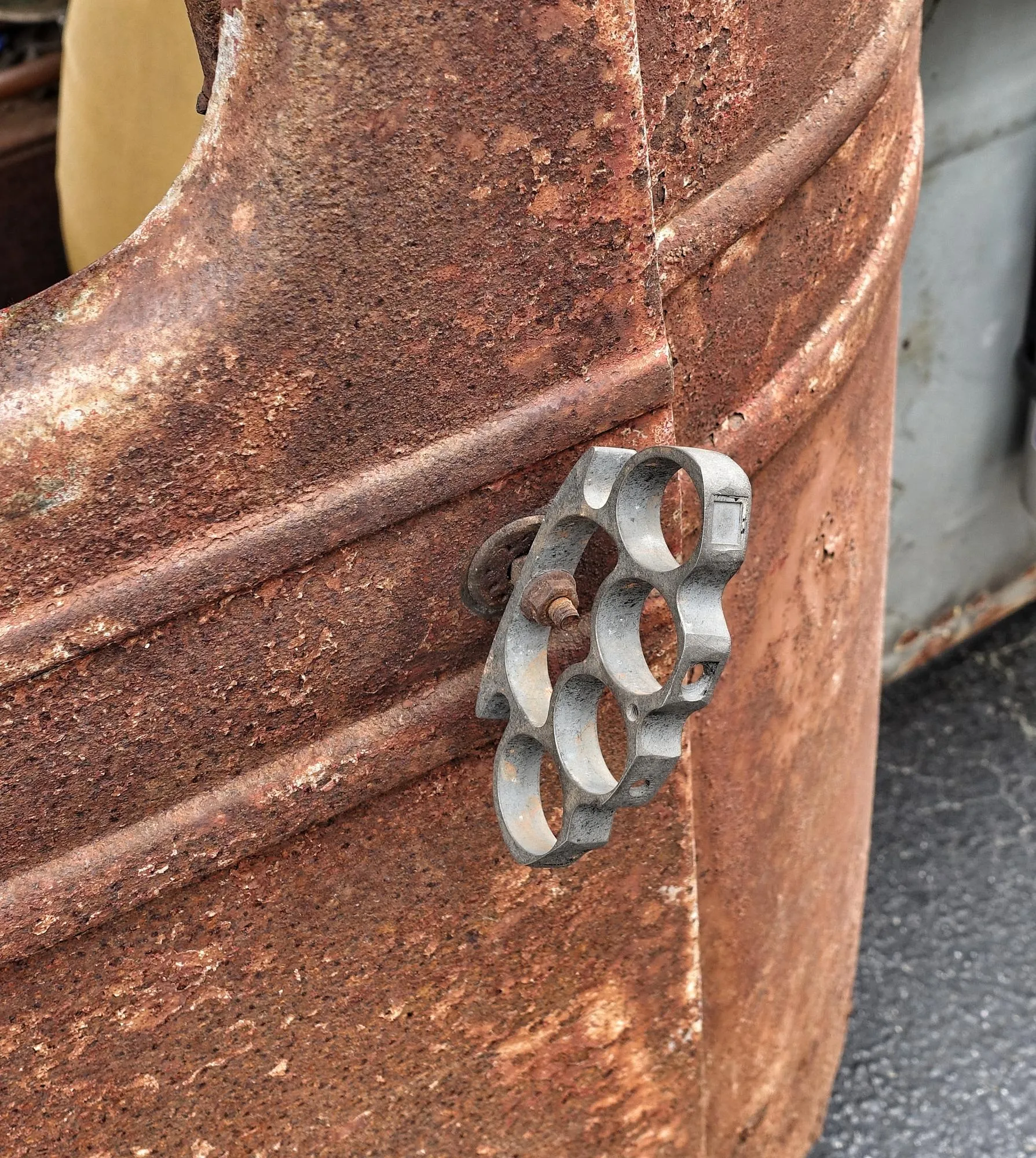 High angle view of old rusty metal