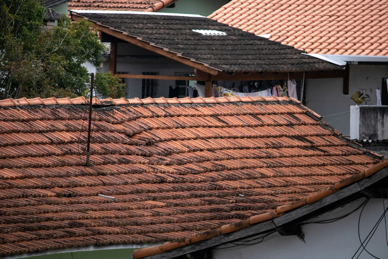 a roof with a few shingles
