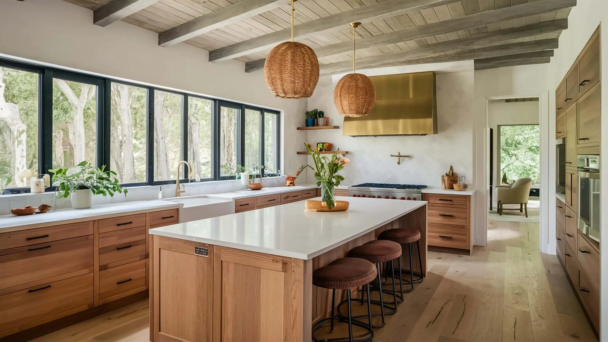 a kitchen with a center island and a kitchen island with a center island