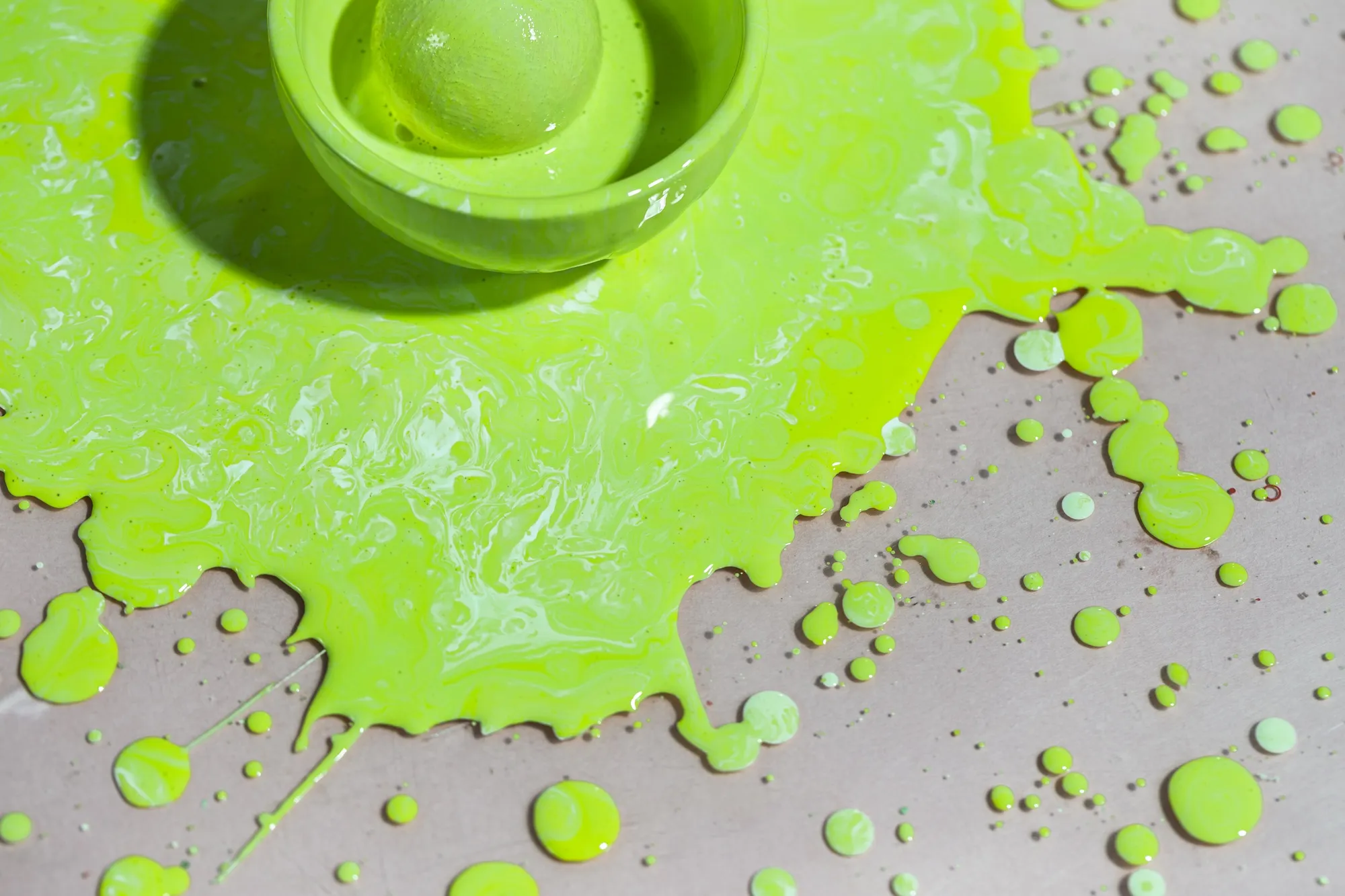 Top view bowl with green paint