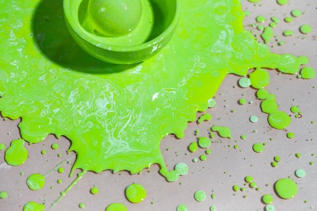 Top view bowl with green paint