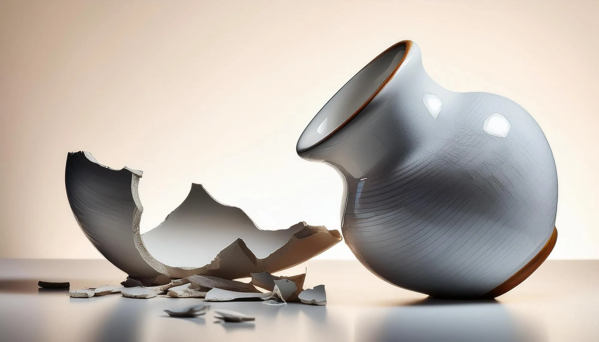 ceramic vase and its broken form