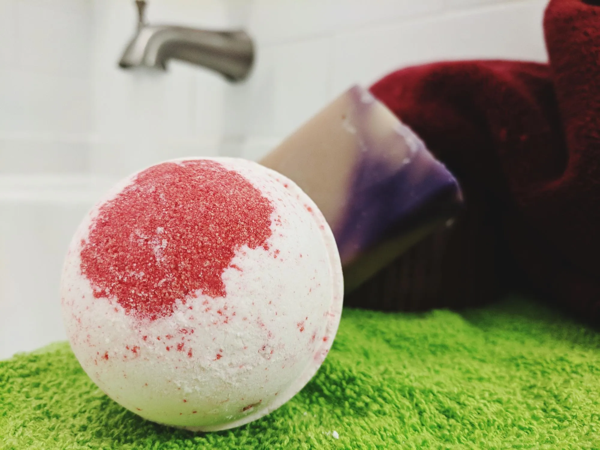 Close-up of red ball on table
