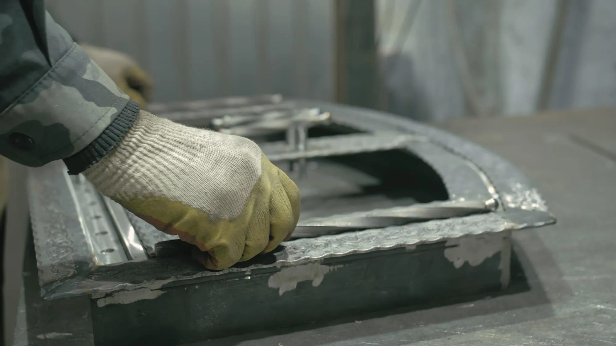 Forge workshop on table Smithy manual production Work on the product