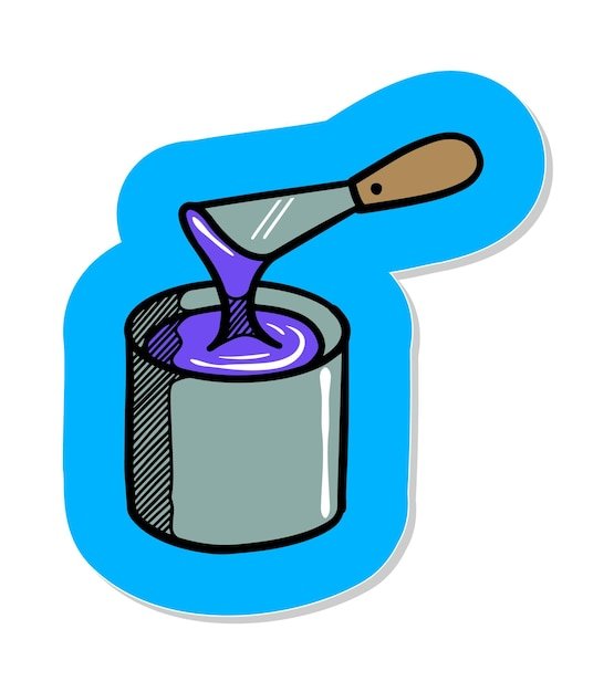 Hand drawn paint bucket icon in sticker style vector illustration