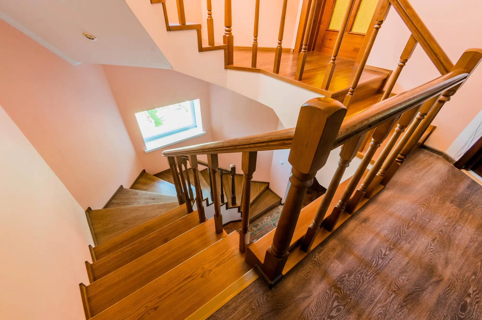 High angle view of staircase at home