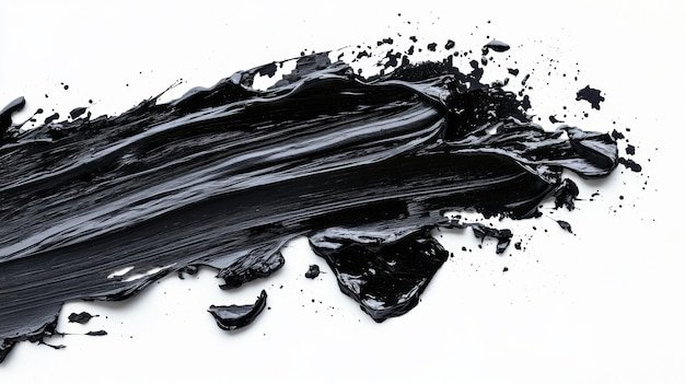 Black paint streaks isolated white background