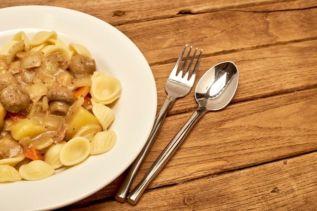 cold pasta salad mushroom soup, potato bacon