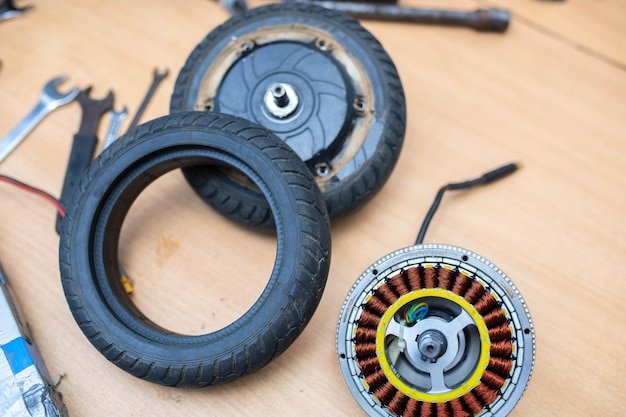 electric scooter repair service replacement of wheel tires and electric motor