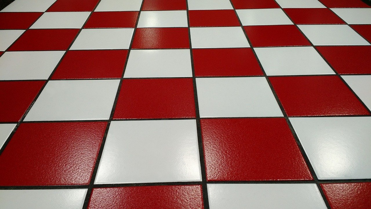 tile, red, white, floor, glossy, grout, square, surface, grout, grout, grout, grout, grout