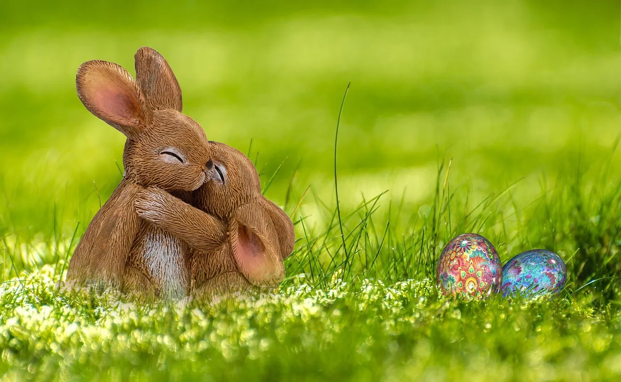 easter, nature, easter bunny, egg, rabbit, spring, greeting card, easter eggs, happy easter, cute, easter figurines, easter decoration, easter festival, meadow, hug, photomontage, composing, fantasy, easter theme, sweet, egg shaped, easter celebration, composition, rabbit ears