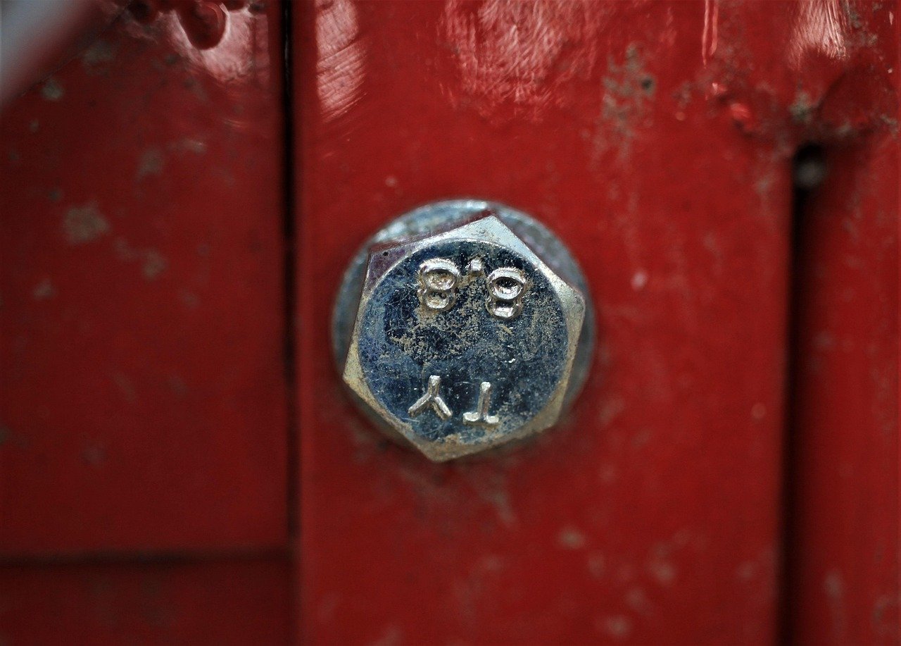 screw, stop, silver, red, fastening, square, with 6 edges, bordered, hexagon, screws, wrench, metal, iron, keep, thread, connection, tool, work, stole, bracket, technology, attach, screw connection, topic of the week