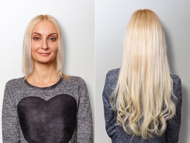 Hair extensions procedure hair before and after