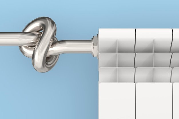 Heating radiator on wall 3D illustration