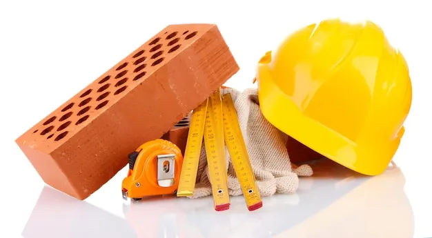 Helmet roulette bricks and gloves isolated on white