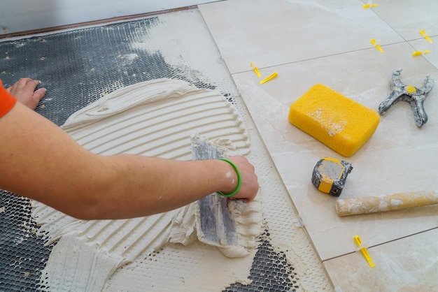 High angle view of man working