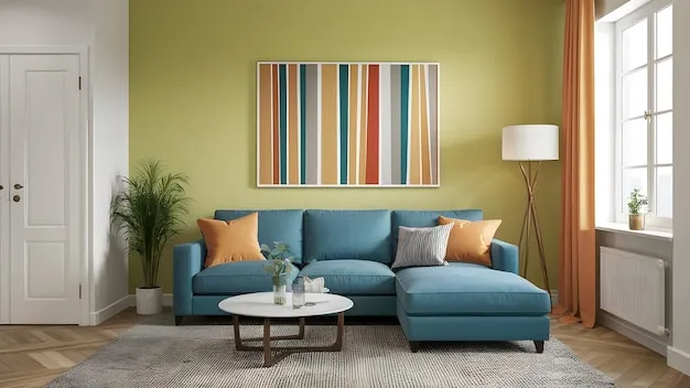 a living room with a couch lamp and a coffee table