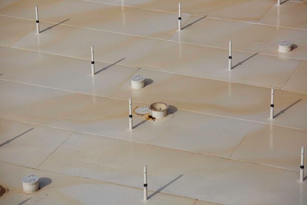 Roof white double deck of storage tank crude oil