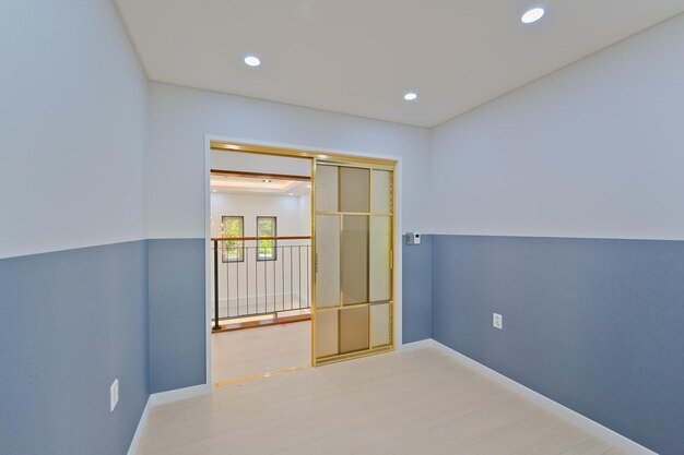 Sliding or folding doors look classic with a gold frame