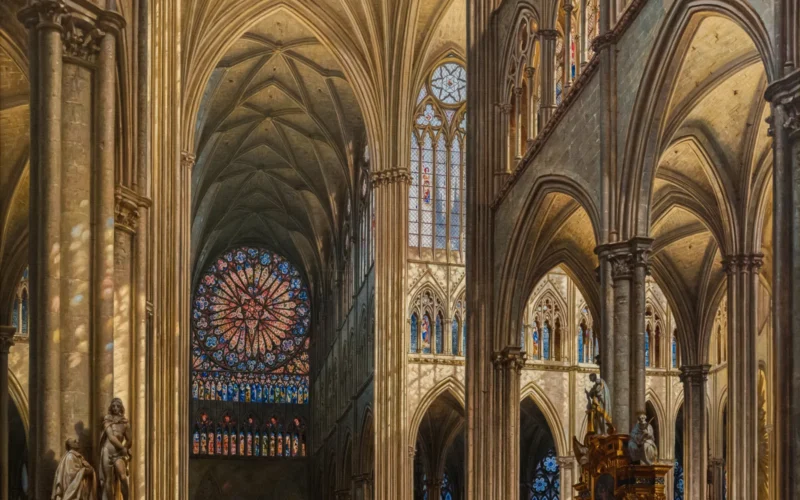Interior of the Cathedral of Amiens, 1842, oil on canvas, by Jules Victor Génisson. Displayed in the Pinacoteca do Estado de São Paulo.